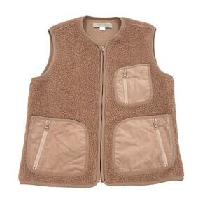 Outerknown Womens Sherpa Fleece Vest Windrift Size S Pink Full Zip